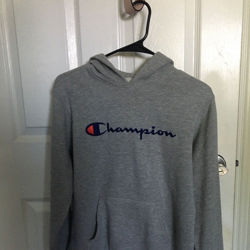light grey champion hoodie